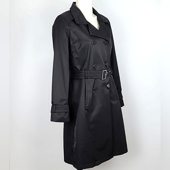 Hilary Radley Fit & Flare Trench Coat Black Size Small - Picture 2 of 16